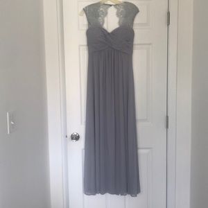 Grey key-hole back dress - with lace at the top